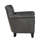 Fauteuil d'appoint traditionnel en cuir 1 pc Cadre en bois massif Cuir pleine fleur Clous de tapissier Meubles de salon modernes classiques