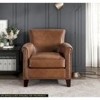 Fauteuil d'appoint traditionnel en cuir 1 pc Cadre en bois massif Cuir pleine fleur Clous de tapissier Meubles de salon modernes classiques