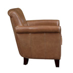 Fauteuil d'appoint traditionnel en cuir 1 pc Cadre en bois massif Cuir pleine fleur Clous de tapissier Meubles de salon modernes classiques