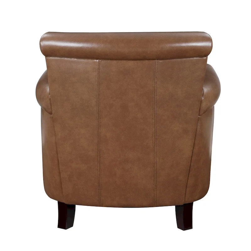 Fauteuil d'appoint traditionnel en cuir 1 pc Cadre en bois massif Cuir pleine fleur Clous de tapissier Meubles de salon modernes classiques