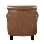 Fauteuil d'appoint traditionnel en cuir 1 pc Cadre en bois massif Cuir pleine fleur Clous de tapissier Meubles de salon modernes classiques