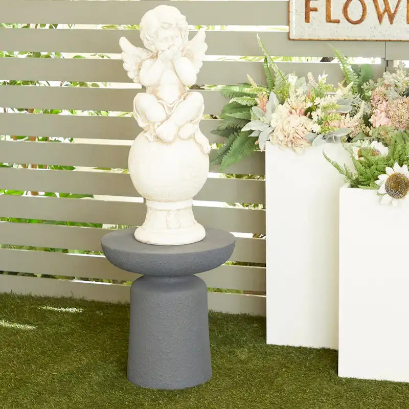 Tabouret d'appoint rond en MGO blanc/gris foncé – Intérieur et extérieur, 1 personne, capacité de 68 kg