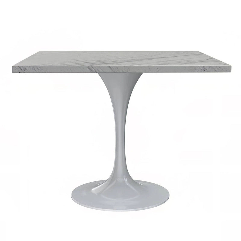 Table de salle à manger ronde à pied central, plateau en résine, pour 2 à 4 personnes