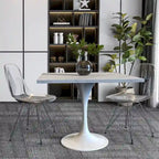 Table de salle à manger ronde à pied central, plateau en résine, pour 2 à 4 personnes