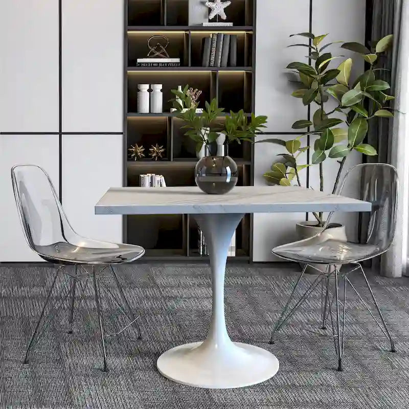 Table de salle à manger ronde à pied central, plateau en résine, pour 2 à 4 personnes