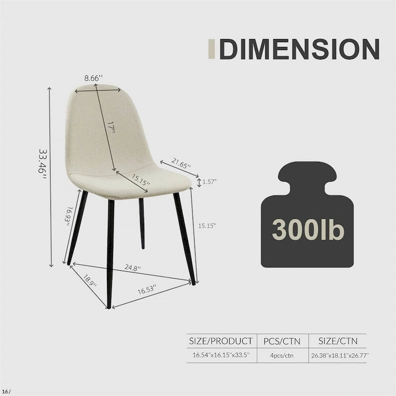 Chaises de salle à manger modernes avec pieds en métal (Lot de 4) - S/O