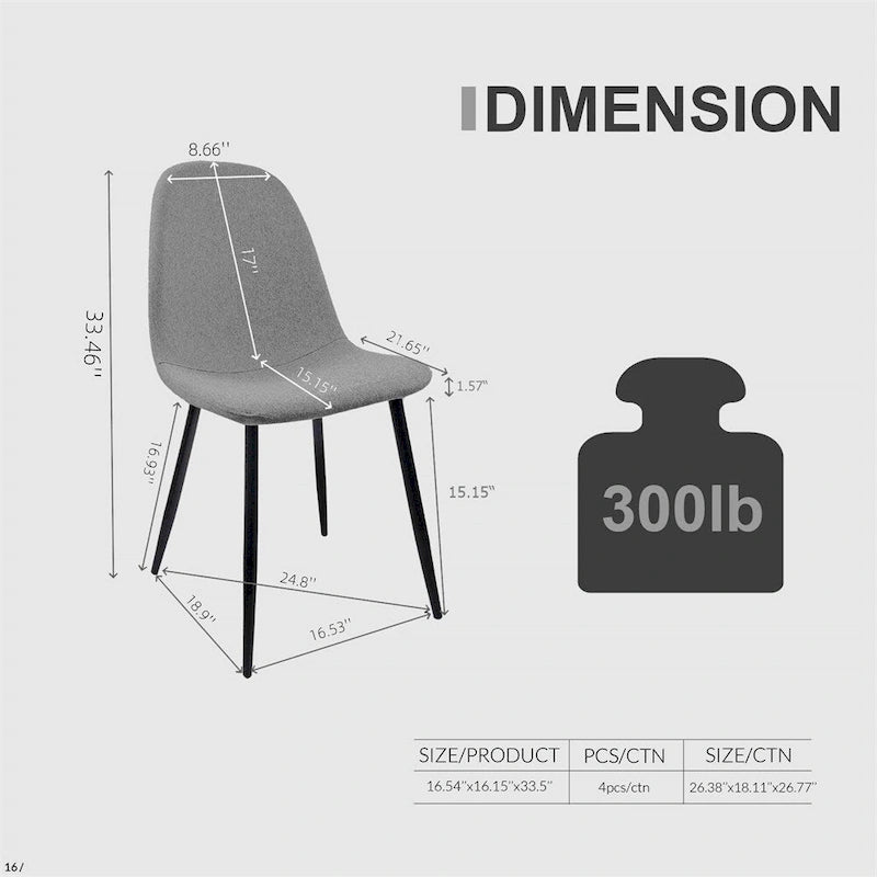 Chaises de salle à manger modernes avec pieds en métal (Lot de 4) - S/O