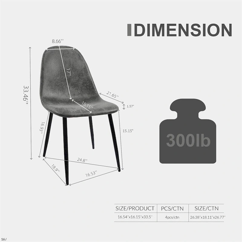 Chaises de salle à manger modernes avec pieds en métal (Lot de 4) - S/O