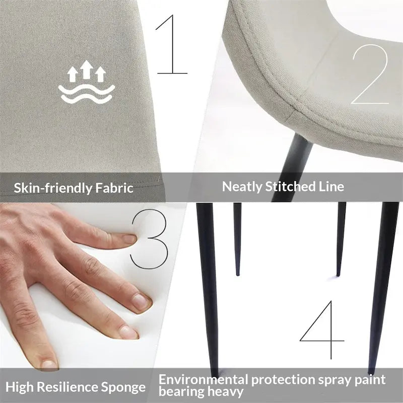 Chaises de salle à manger modernes avec pieds en métal (Lot de 4) - S/O