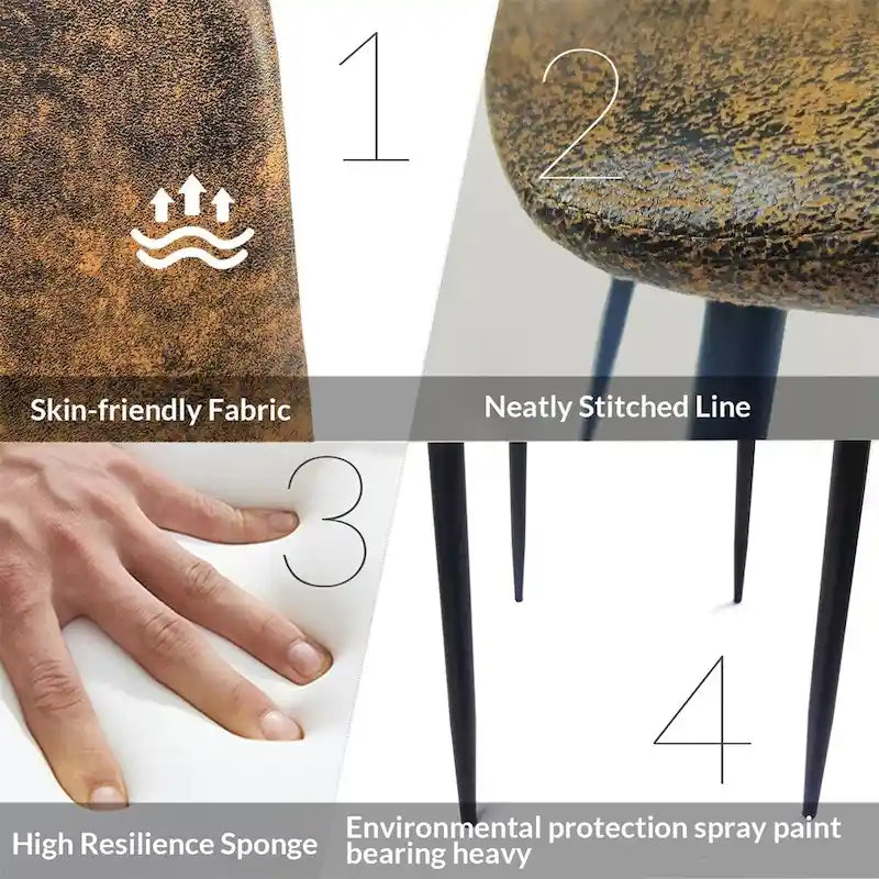Chaises de salle à manger modernes avec pieds en métal (Lot de 4) - S/O