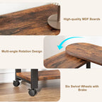Table d'appoint rotative à 3 niveaux marron avec station de charge, pour 1 personne
