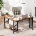 Table d'appoint rotative à 3 niveaux marron avec station de charge, pour 1 personne