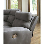 Sectionnel inclinable électrique 5 places en simili cuir gris/marron