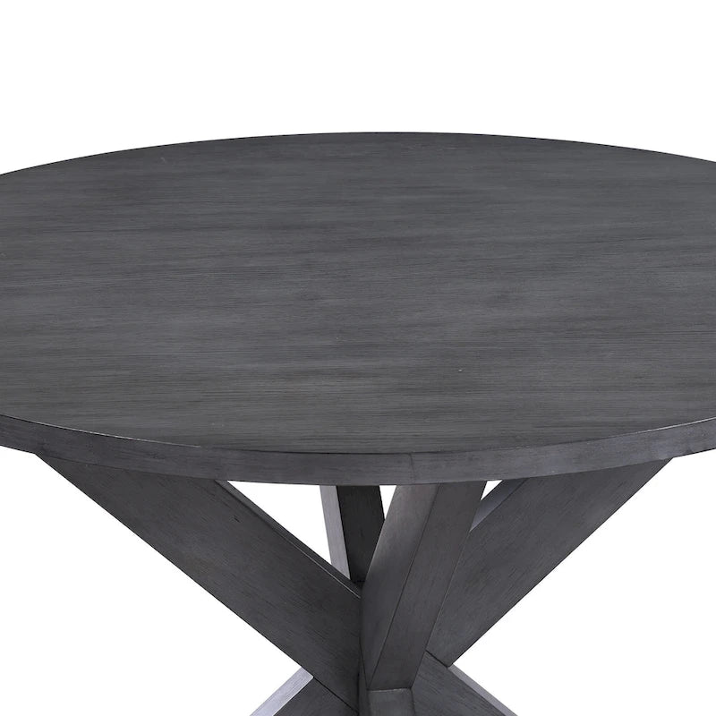 Table à manger ronde à piètement en X style ferme de 42 po de diamètre