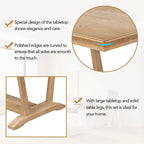 Ensemble de salle à manger rustique 5 pièces - Table en bois massif avec piètement en tréteaux, table à manger rectangulaire de 150 cm et 4 chaises rembourrées