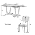 Ensemble de salle à manger rustique 5 pièces - Table en bois massif avec piètement en tréteaux, table à manger rectangulaire de 150 cm et 4 chaises rembourrées