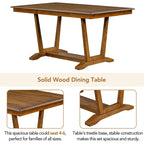 Ensemble de salle à manger rustique 5 pièces - Table en bois massif avec piètement en tréteaux, table à manger rectangulaire de 150 cm et 4 chaises rembourrées