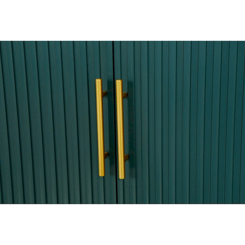 Buffet 4 portes blanc et bleu marine, assemblage 1 personne