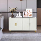 Buffet 4 portes blanc et bleu marine, assemblage 1 personne