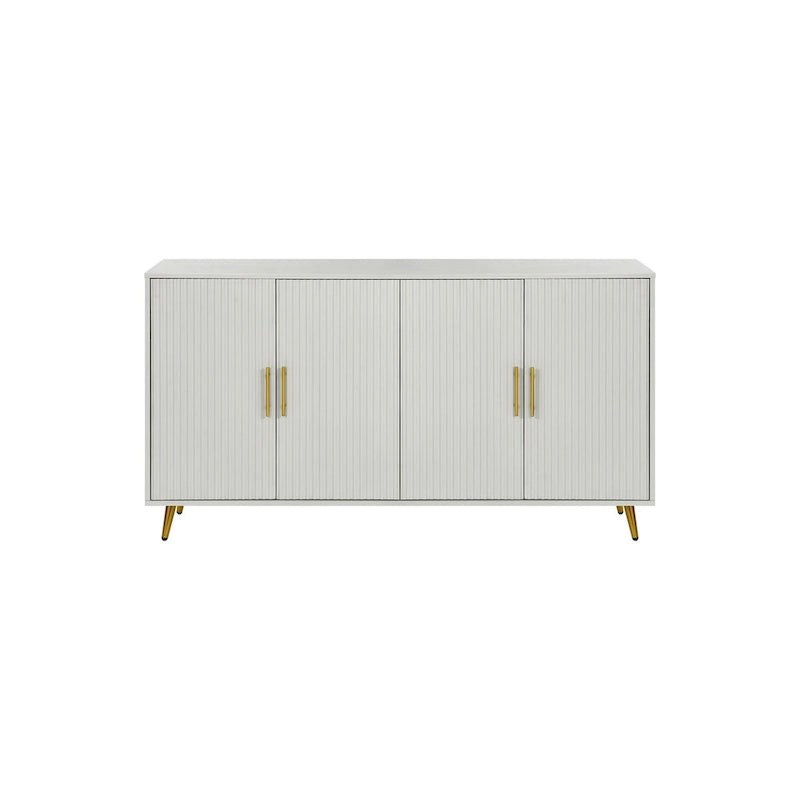Buffet 4 portes blanc et bleu marine, assemblage 1 personne
