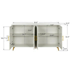 Buffet 4 portes blanc et bleu marine, assemblage 1 personne