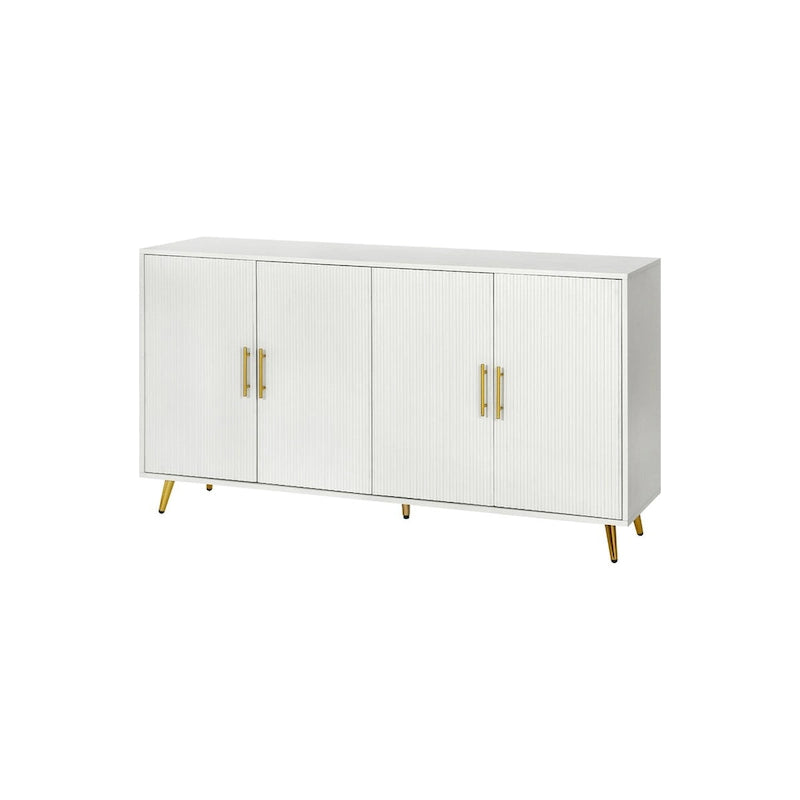 Buffet 4 portes blanc et bleu marine, assemblage 1 personne