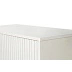 Buffet 4 portes blanc et bleu marine, assemblage 1 personne
