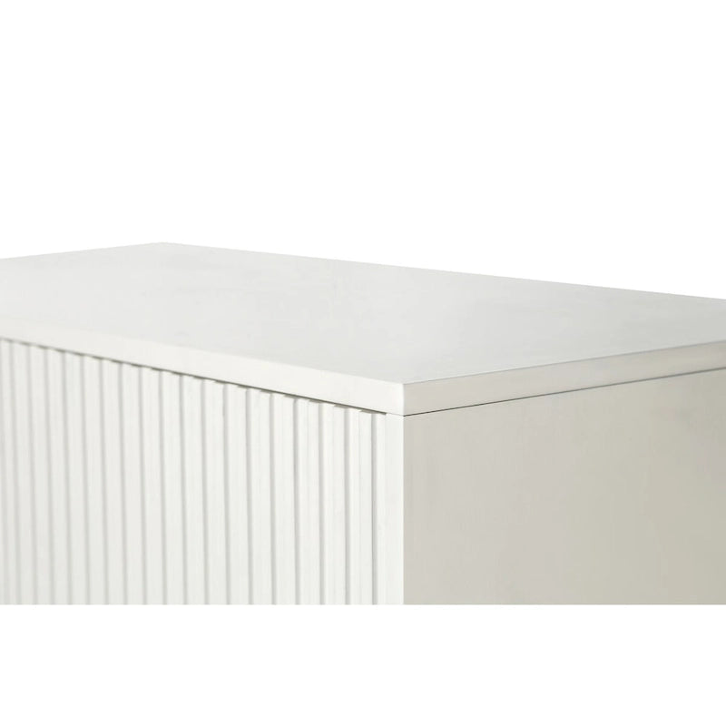 Buffet 4 portes blanc et bleu marine, assemblage 1 personne