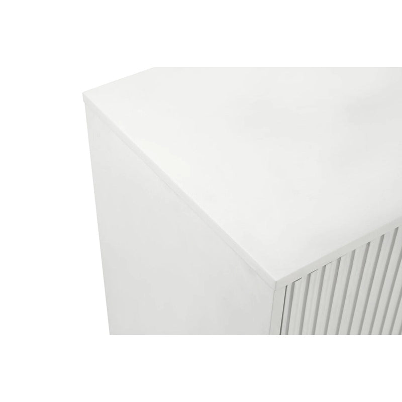 Buffet 4 portes blanc et bleu marine, assemblage 1 personne