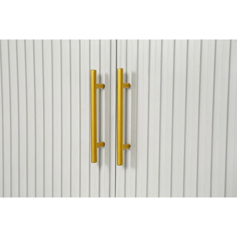 Buffet 4 portes blanc et bleu marine, assemblage 1 personne