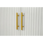 Buffet 4 portes blanc et bleu marine, assemblage 1 personne