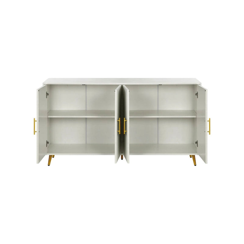 Buffet 4 portes blanc et bleu marine, assemblage 1 personne