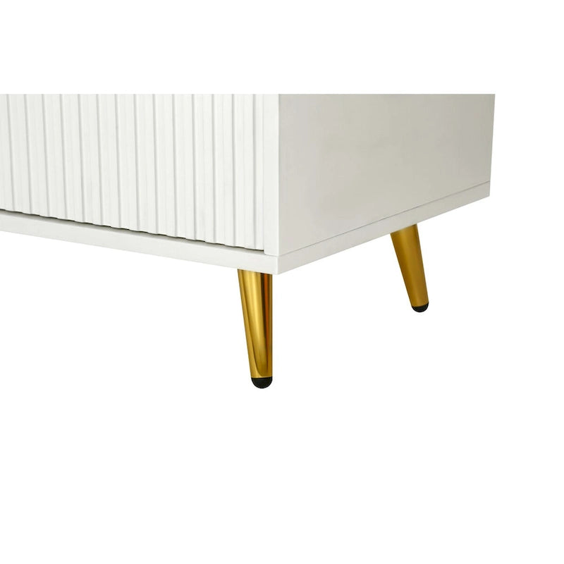Buffet 4 portes blanc et bleu marine, assemblage 1 personne