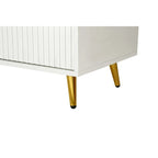 Buffet 4 portes blanc et bleu marine, assemblage 1 personne