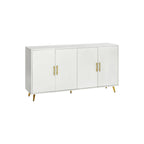 Buffet 4 portes blanc et bleu marine, assemblage 1 personne