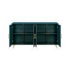 Buffet 4 portes blanc et bleu marine, assemblage 1 personne