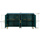 Buffet 4 portes blanc et bleu marine, assemblage 1 personne