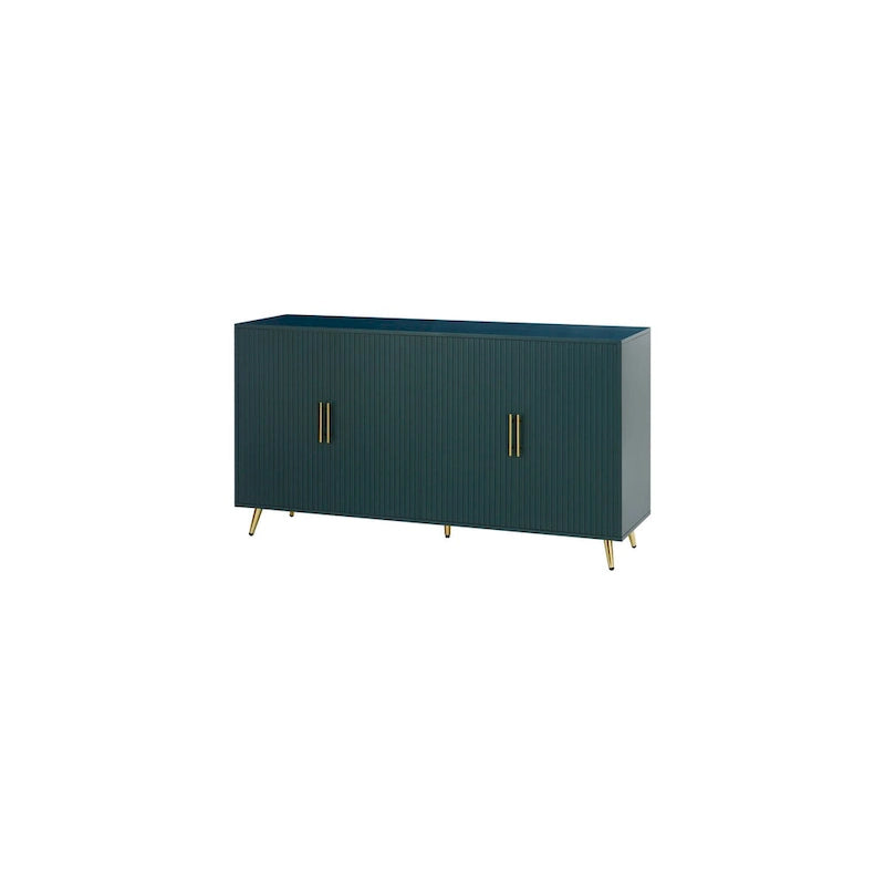 Buffet 4 portes blanc et bleu marine, assemblage 1 personne