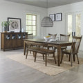 Ensemble de table rectangulaire 6 pièces marron rustique Midland Falls