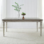 Table à pieds rectangulaires Cottage Lane blanc antique et gris patiné