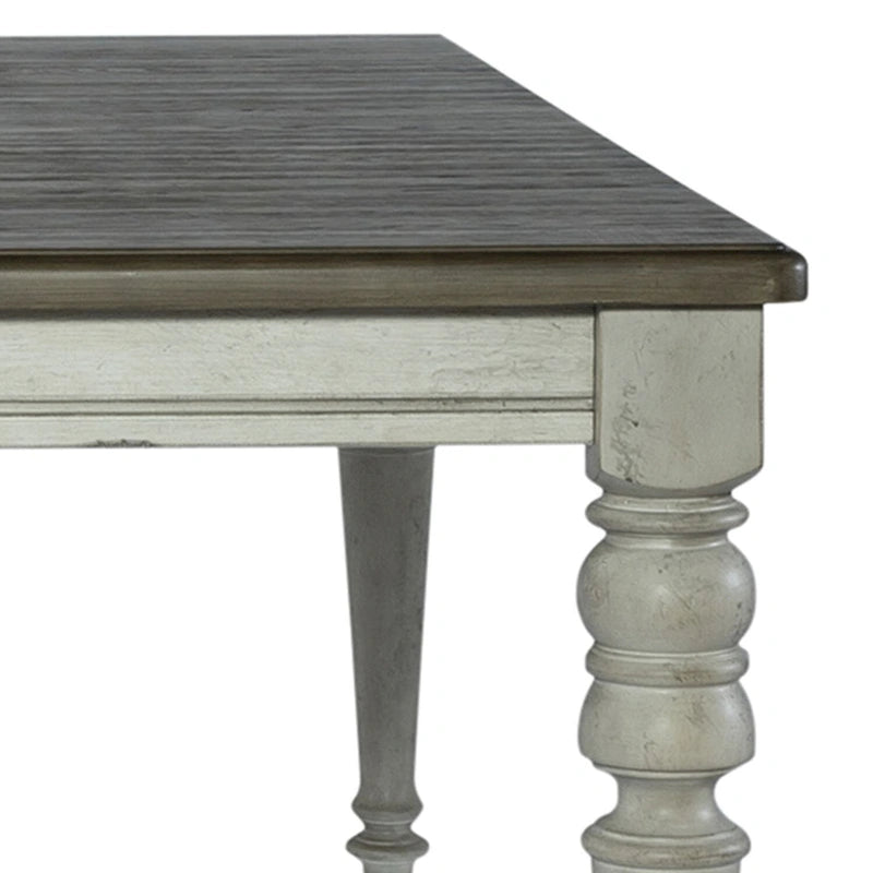 Table à pieds rectangulaires Cottage Lane blanc antique et gris patiné