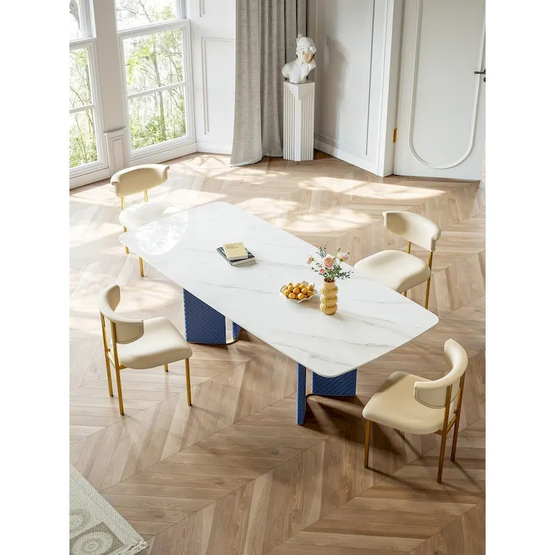 Table à manger Lesly rectangulaire blanche 180 cm (8 places) - 180P90L75H