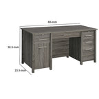 Bureau d'ordinateur Wim avec 4 tiroirs, plateau relevable, 2 tiroirs coulissants, 152,4 cm, gris patiné