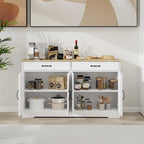 Buffet de ferme blanc avec 2 tiroirs et 4 portes