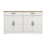 Buffet de ferme blanc avec 2 tiroirs et 4 portes