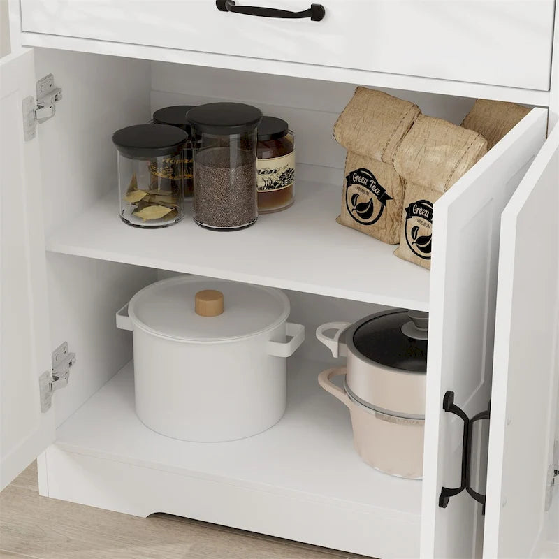 Buffet de ferme blanc avec 2 tiroirs et 4 portes