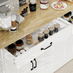 Buffet de ferme blanc avec 2 tiroirs et 4 portes