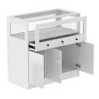 Vitrine avec dessus en verre trempé et placard de rangement verrouillable - 39,4